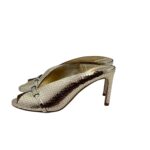 Sandalo Del Carlo  Sabot Mules Open Toe in Nappa Pitonata oro art. CANNES 11922 - immagine 4