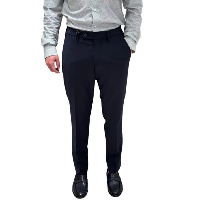 Pantaloni Fresco Lana con Elastico in vita e Tasca a Filo Michael Coal Blu art. Brad Plus One More Size 3025, foto 1 di 2