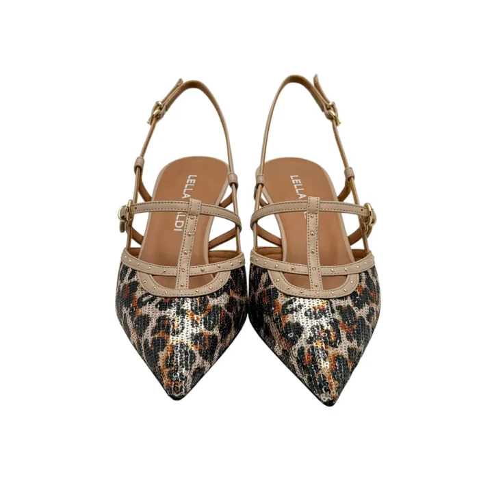 Slingback Lella Baldi in Pailettes Leopardate, tacco  60 mm art. LE2530, foto 3 di 6