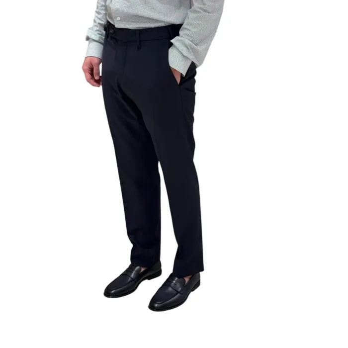 Pantaloni Fresco Lana con Elastico in vita e Tasca a Filo Michael Coal Blu art. Brad Plus One More Size 3025, foto 2 di 2