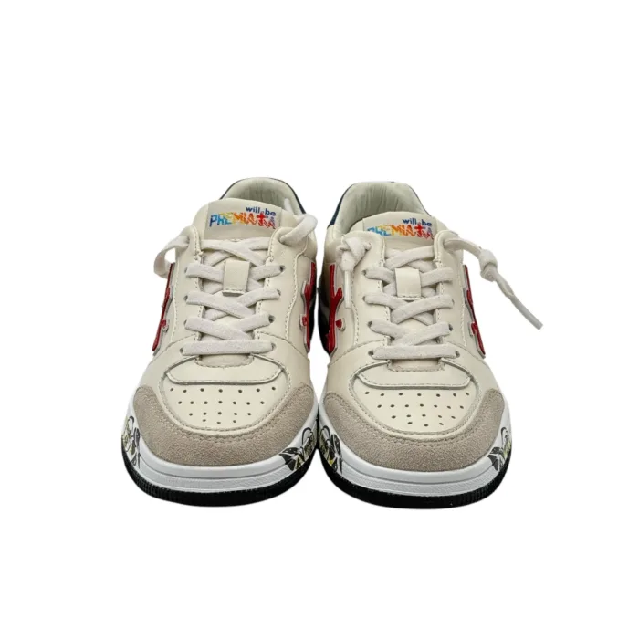 Sneakers Premiata Kids In  Pelle Bianca e Camoscio Beige art. Marc, foto 3 di 5