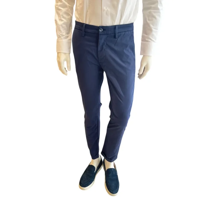Pantaloni Re-Hash in Cotone, tasche a filo, color Blu Notte cod. P249 2u075 4204 MUCHA, foto 1 di 4