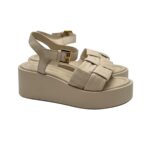 Sandalo Con Zeppa Elvio Zanon in Pelle Avorio Zeppa 6 cm art. EB0904X - immagine 2