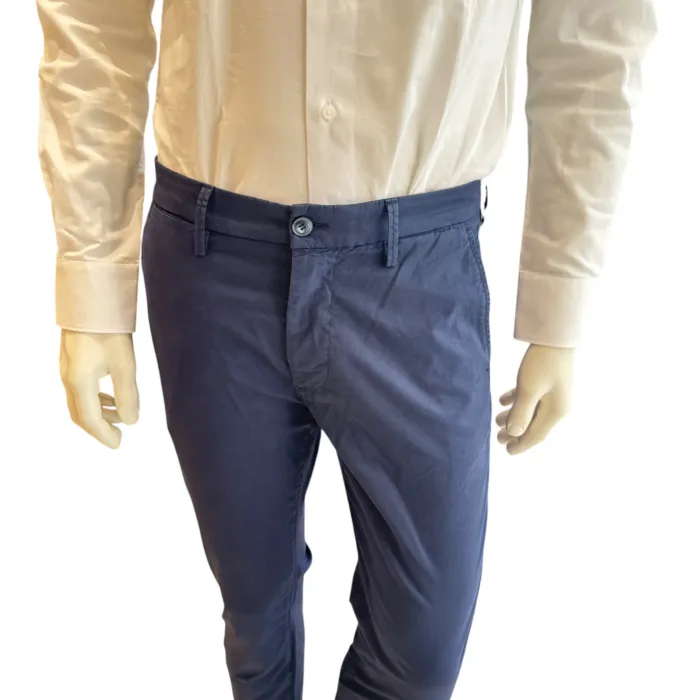 Pantaloni Re-Hash in Cotone, tasche a filo, color Blu Notte cod. P249 2u075 4204 MUCHA, foto 2 di 4