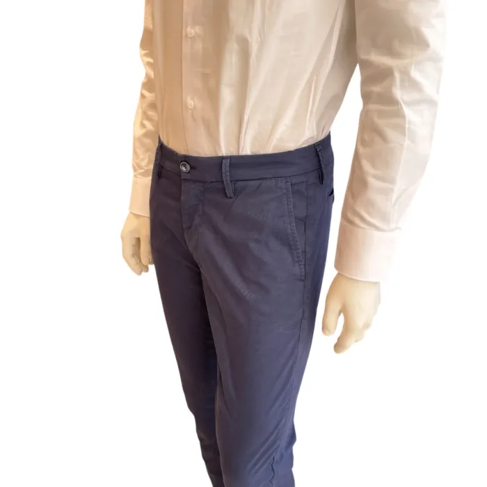 Pantaloni Re-Hash in Cotone, tasche a filo, color Blu Notte cod. P249 2u075 4204 MUCHA, foto 3 di 4