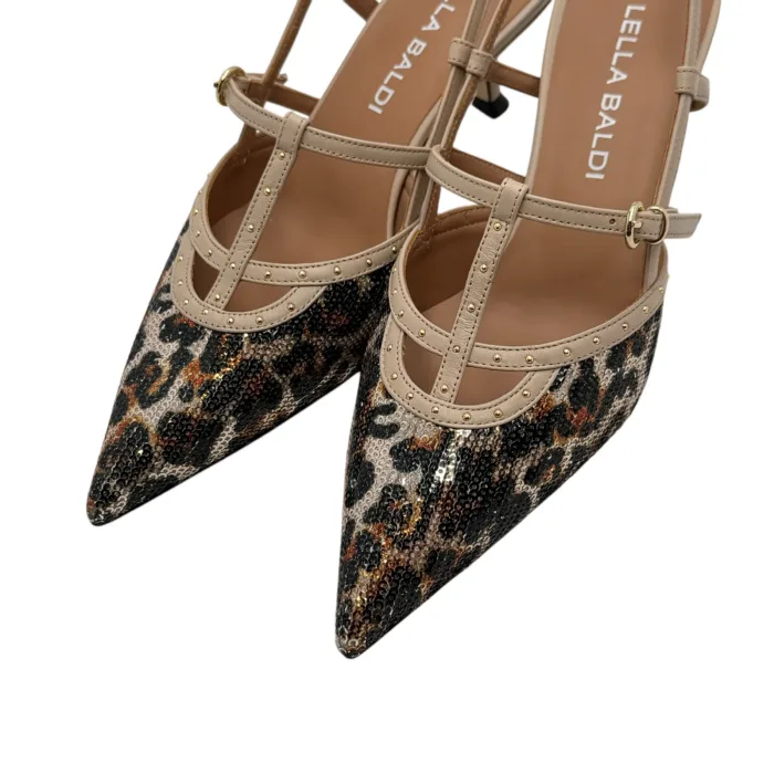 Slingback Lella Baldi in Pailettes Leopardate, tacco  60 mm art. LE2530, foto 5 di 6