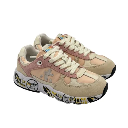 Sneakers Premiata Kids In Camoscio Beige e Rosa art. Diva