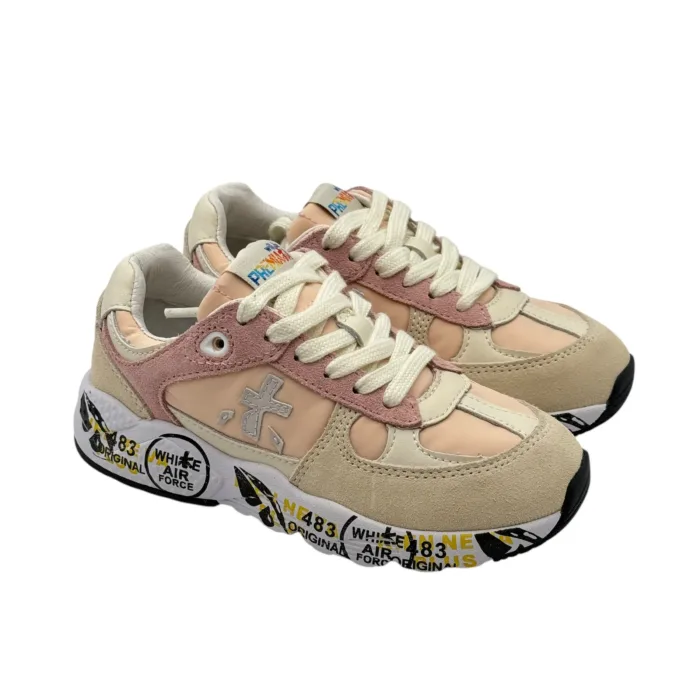 Sneakers Premiata Kids In Camoscio Beige e Rosa art. Diva, foto 1 di 5