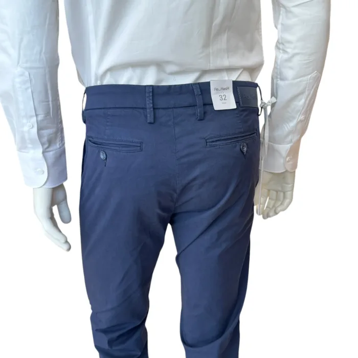 Pantaloni Re-Hash in Cotone, tasche a filo, color Blu Notte cod. P249 2u075 4204 MUCHA, foto 4 di 4