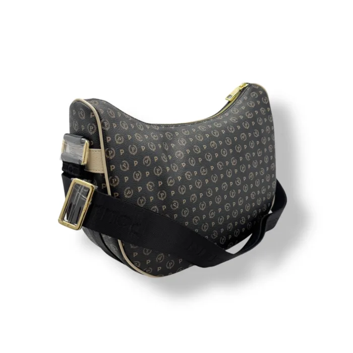 Borsa A Spalla Pollini Heritage in Pelle Nera con Dettagli Avorio art. TE8536PP0MQ1100C, foto 2 di 4