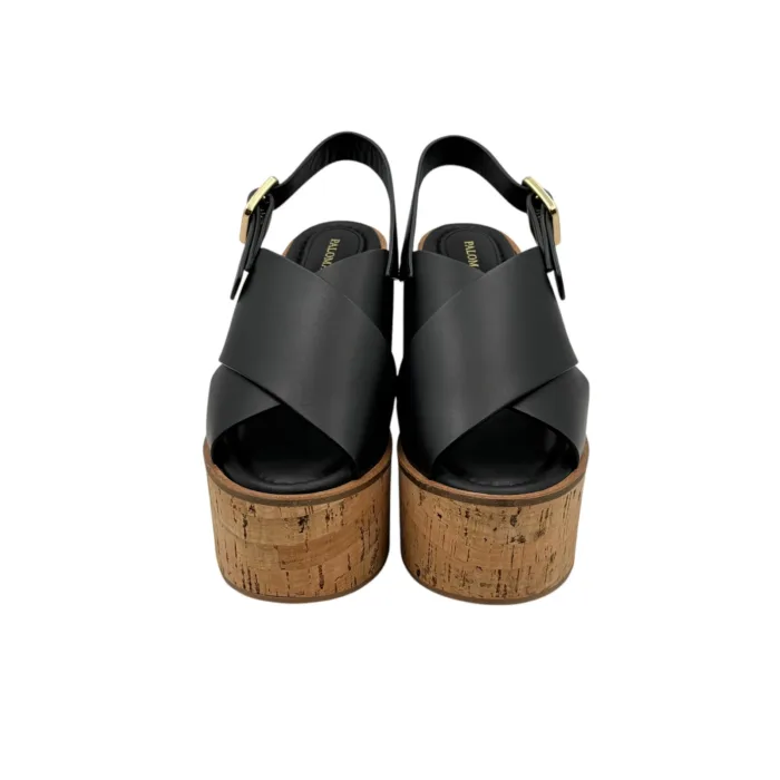 Sandali Paloma Barcelò in Pelle Nera con zeppa 11 cm Plateau 5 m art 263001 Begonia Black, foto 3 di 5
