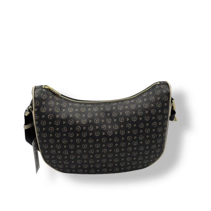 Borsa A Spalla Pollini Heritage in Pelle Nera con Dettagli Avorio art. TE8536PP0MQ1100C, foto 4 di 4