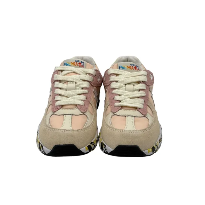 Sneakers Premiata Kids In Camoscio Beige e Rosa art. Diva, foto 3 di 5