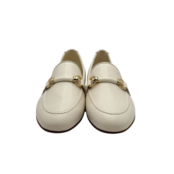 Mocassino Illogica in Pelle Bianca accessorio Fibbia Oro art. 2091, foto 4 di 6