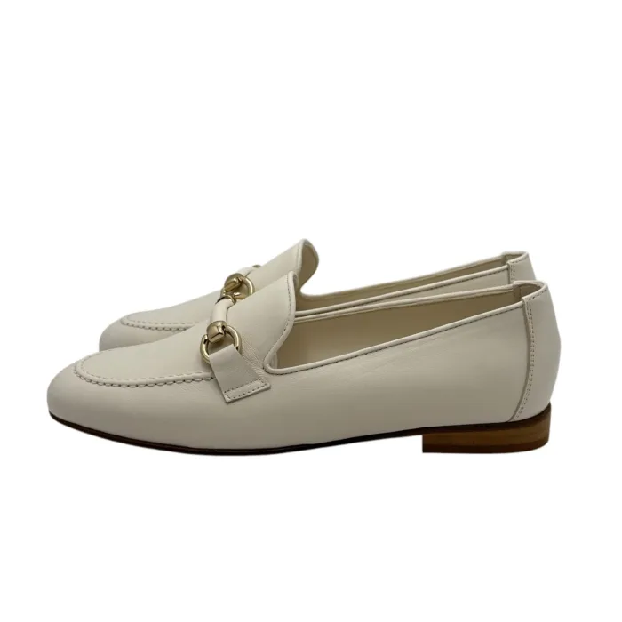 Mocassino Illogica in Pelle Bianca accessorio Fibbia Oro art. 2091, foto 3 di 6