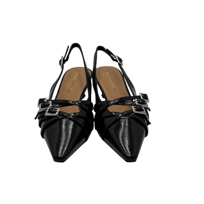 Slingback Bruno Premi in Vernice Nera Accessorio Fibbie, Tacco 5 cm art. BL0205X, foto 5 di 7