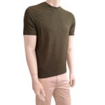 T-shirt in Lino Filippo De Laurentiis Verde Militare art TSMC JERLIN U591 - immagine 3