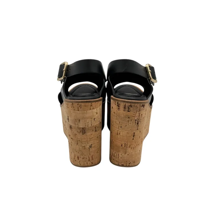 Sandali Paloma Barcelò in Pelle Nera con zeppa 11 cm Plateau 5 m art 263001 Begonia Black, foto 5 di 5