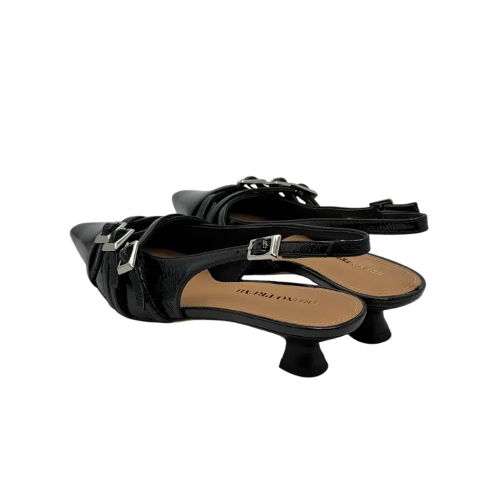 Slingback Bruno Premi in Vernice Nera Accessorio Fibbie, Tacco 5 cm art. BL0205X, foto 3 di 7