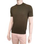 T-shirt in Lino Filippo De Laurentiis Verde Militare art TSMC JERLIN U591 - immagine 2