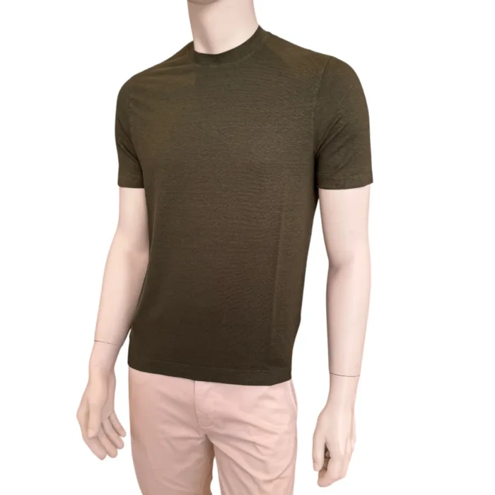 T-shirt in Lino Filippo De Laurentiis Verde Militare art TSMC JERLIN U591, foto 2 di 3