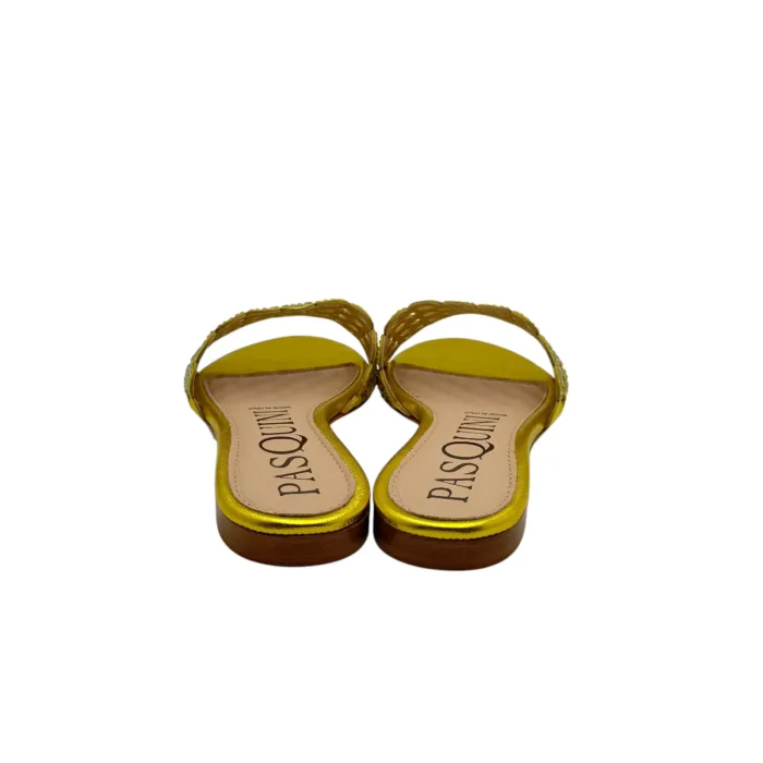 Ciabattina Mules Pasquini In Camoscio Giallo e Strass , Tacco 2cm art. 2877 T1591B, foto 6 di 6
