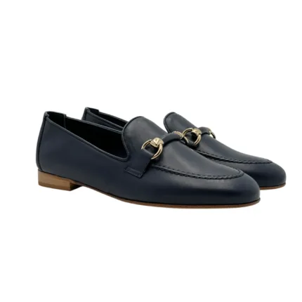 Mocassino Illogica in Pelle Blu accessorio Fibbia Oro art. 2091
