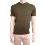 T-shirt in Lino Filippo De Laurentiis Verde Militare art TSMC JERLIN U591