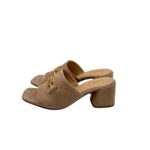 Sandalo Sabot Mules Luca Grossi in Camoscio Beige Con Morsetto Dorato E Tacco H 5,5 cm art. L286S - immagine 4