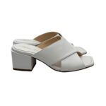 Sabot Mules Anna F In Pelle Bianca e tacco grosso 6 cm art. 3725 - immagine 2