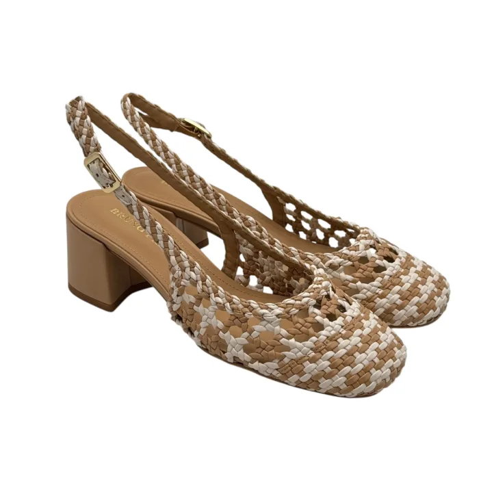 Slingback Bruno Premi in Intreccio Beige, Tacco Grosso 6 cm art. BL1008X, foto 2 di 6
