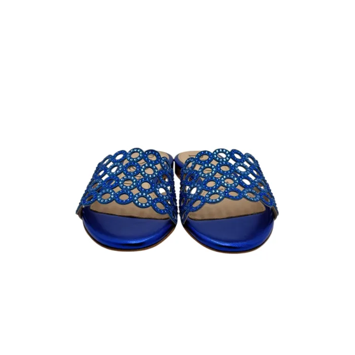 Ciabattina Mules Pasquini In Camoscio Blu Elettrico e Strass , Tacco 2cm art. 2877 T1591B, foto 5 di 6