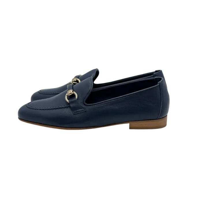 Mocassino Illogica in Pelle Blu accessorio Fibbia Oro art. 2091, foto 3 di 5
