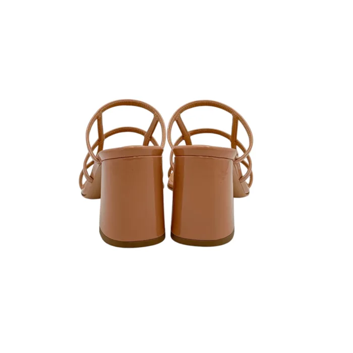 Sandalo Mules Sergio Levantesi in Vernice Nude Tacco Grosso 8 cm art. India, foto 5 di 6