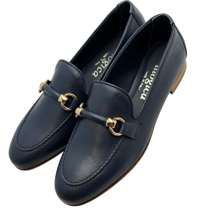 Mocassino Illogica in Pelle Blu accessorio Fibbia Oro art. 2091, foto 5 di 5