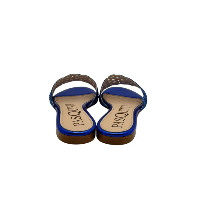 Ciabattina Mules Pasquini In Camoscio Blu Elettrico e Strass , Tacco 2cm art. 2877 T1591B, foto 6 di 6