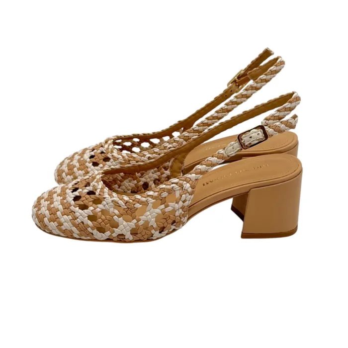 Slingback Bruno Premi in Intreccio Beige, Tacco Grosso 6 cm art. BL1008X, foto 3 di 6