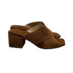 Sabot Mules Anna F In Camoscio Cuoio e tacco grosso 6 cm art. 3725 - immagine 2