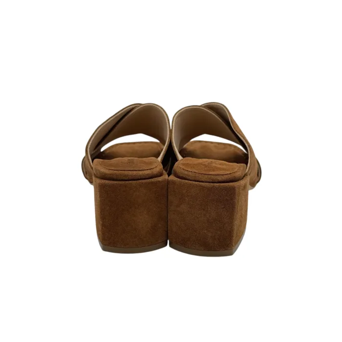 Sabot Mules Anna F In Camoscio Cuoio e tacco grosso 6 cm art. 3725, foto 6 di 6