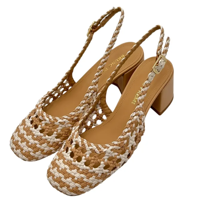 Slingback Bruno Premi in Intreccio Beige, Tacco Grosso 6 cm art. BL1008X, foto 6 di 6