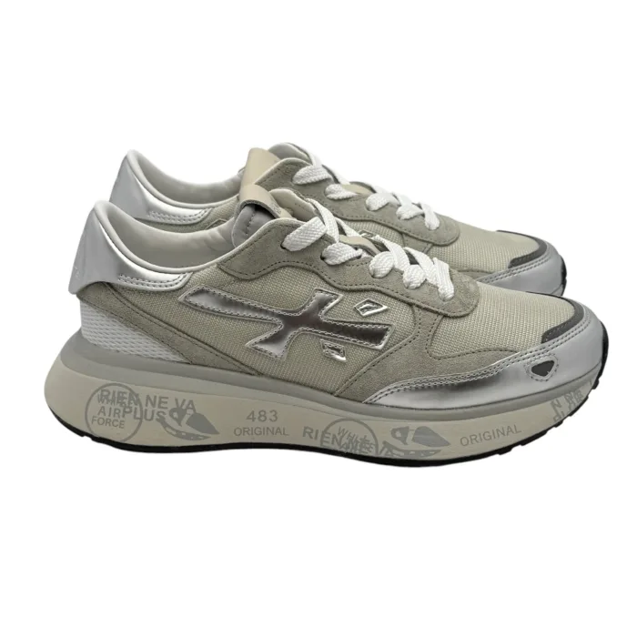 Sneakers Premiata Donna in Pelle e Rete Argento art. Lauryn 7482, foto 1 di 6