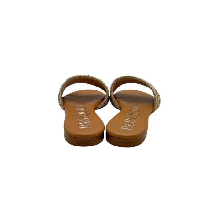 Ciabattina Mules Pasquini In Rafia Beige e Dettagli Cuoio e Strass , Tacco 2cm art. 2880 T1591B, foto 6 di 6