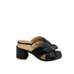 Sandalo Sabot Mules Luca Grossi in Pelle Blu Con Tacco H 5,5 cm art. H746S - immagine 2