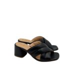 Sandalo Sabot Mules Luca Grossi in Pelle Blu Con Tacco H 5,5 cm art. H746S