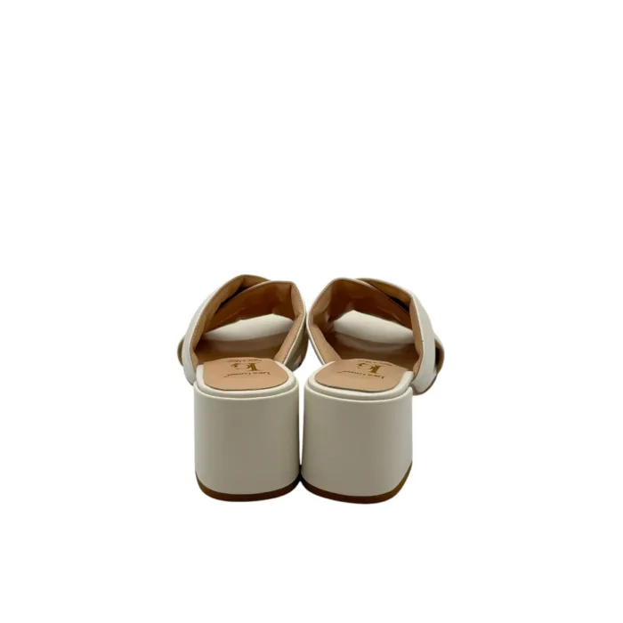 Sandalo Sabot Mules Luca Grossi in Pelle Bianca Con Tacco H 5,5 cm art. H746S, foto 4 di 4