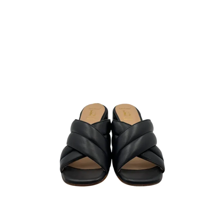 Sandalo Sabot Mules Luca Grossi in Pelle Blu Con Tacco H 5,5 cm art. H746S, foto 3 di 5