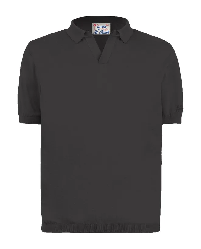 Polo Skipper in Maglina Senza Bottoni Uomo Mc2 Saint Barth Nera art. Sloan 00 Black, foto 1 di 1