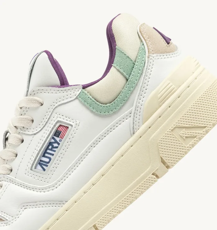 Sneaker Donna Autry CLC Low in Pelle Bianca e Dettagli Verde Acqua art. ROLW MY05, foto 4 di 4