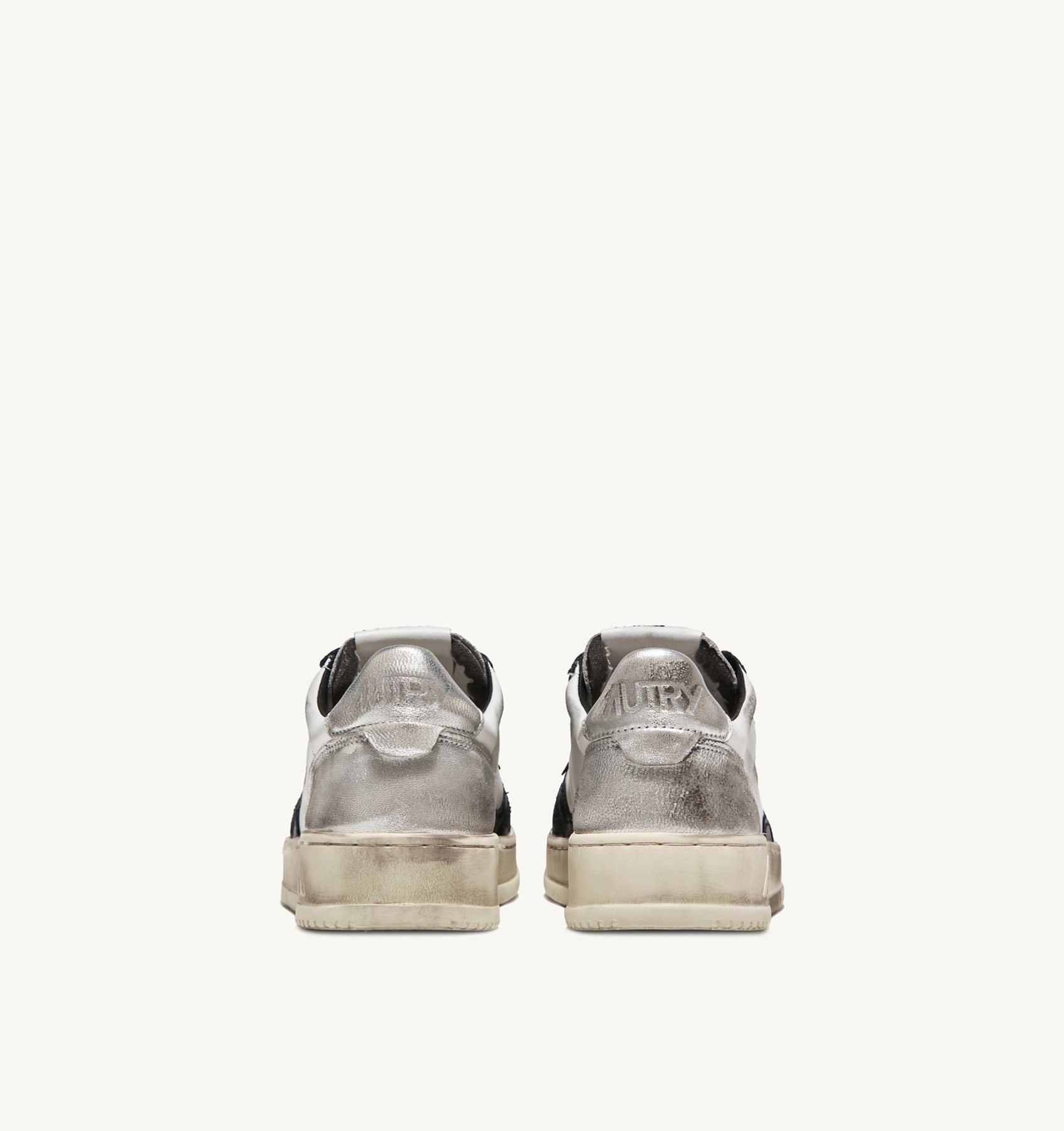Sneakers Autry Medalist Donna Super Vintage in Pelle Bianca, Pelle Nera, Tallone Argento art. AVLW SV11 - immagine 3