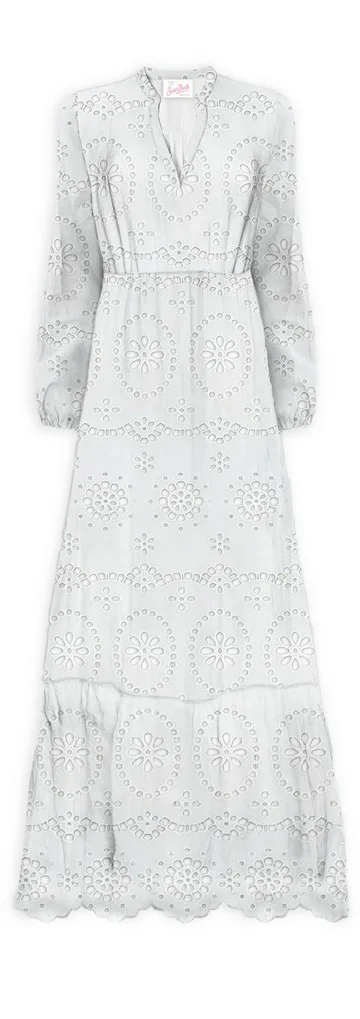 Abito Lungo Donna in Cotone Mc2 Saint Barth Bianco art. Sylvia Cotton Sangallo Embry 01